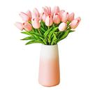 Tulipas artificiais Mandy's Light Pink com vaso rosa gradiente