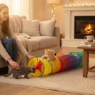 Túnel Colorido para Gatos Multi Entrada 3 Entradas Dobrável Brinquedo Pet