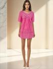 Túnica Bata Feminina Indiana Plus Size Rosa Bordada HC-58977