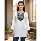 Túnica Bata Indiana Feminina Plus Size Luxo Algodão Bordada PK-2428/14