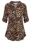 Túnica BEPEI com estampa de leopardo e manga 3/4 com zíper 2GG