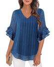 Túnica VALOLIA azul marinho, blusa de festa feminina, XL