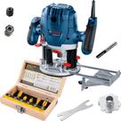 Tupia Coluna Bosch 1300w Gof 130 Com Kit Fresas 6 Peças 220v