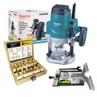 Tupia de Coluna Makita, 1650W, 12mm, com Kit 12 Fresas Profissionais M3600B