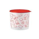 Tupperware caixa mantimentos receitas 6,5 litros tampa hermética vermelha e base transparente.