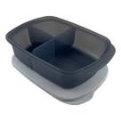 Tupperware Cristalwave Retangular Com Divisórias 1 Litro Marmita Micro-ondas - Cor Cinza
