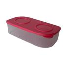 Tupperware Fresh Box Retangular Baixa 1 Litro - Tampa Flamingo Translúcida