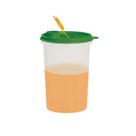 Tupperware Guarda Suco 1 Litro - Transparente com Tampa Verde e Amarelo