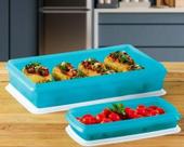 Tupperware Kit 2 peças Refri box Azul 3,5 Litros e 750ml.
