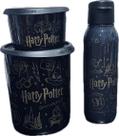 Tupperware Kit 3 Peças Potes E Garrafa Harry Potter Preto