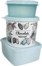 Tupperware Kit 3 Peças Potinhos Azul Bebê