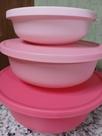 Tupperware Kit 3 peças Tigela Aloha Rosa Bebê Rosa Quartzo e Rosa Flamingo
