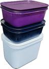 Tupperware Kit 3 Potes Freezer Line Gelo, Azul E Roxo