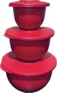 Tupperware Kit 3 Tigelas Para Alimentos Vermelhas