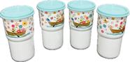 Tupperware Kit 4 Copos Colors com Tampa Mar De Flores