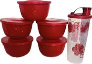 Tupperware Kit 6 Peças Copo Com Bico 470Ml E Potinhos 400Ml Vermelho