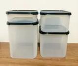 Tupperware kit potes modurares quadrado tampa preta da tupperware 4 peças