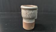 Tupy luva reduçao 3/4 x 1/2 macho / femea galvanizada