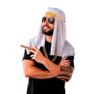 Turbante Arabe Masculino Adulto Branco e Dourado de Luxo pra Festa Fantasia e Carnaval