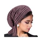 Turbante Moderno Com Listras Para Mulheres, Hijab Muçulmano, Lenço De Cabeça Islâmico, Cobertura