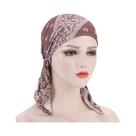 Turbante Muçulmano Com Estampa Moderna, Lenço De Cabeça Com Cauda Longa, Chapéu Elástico Macio,