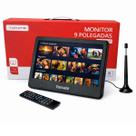 TV Portátil 9 Polegadas Digital ISDBT Com Bateria Recarregável Entrada USB Micro SD Função Gravação PVR E Antena Digital