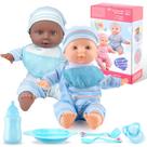 Twin Baby Dolls Toy Choi's Soft Body de 30 cm em preto e branco