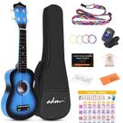 Ukulele ADM Hawaiian Wood Soprano de 21 polegadas com kit Bluebrust