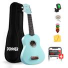 Ukulele Soprano Donner 21 Polegadas Fosco com Afinador de Alça - Ciano