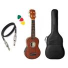 Ukulele Soprano Elétrico Vogga Vuk309 Mahogany Capa Afinador