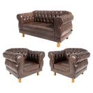 Um Sofá 1,80cm + Duas Poltronas Chesterfield Elisabeth CORANO PRETO
