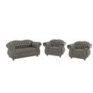 Um Sofá Chesterfield Merlo 2 lugares 2,30 + Duas Poltronas - Suede Cinza Chumbo/ decoração, recepção, sala tv estar