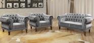 Uma Namoradeira 1,50cm Duas Poltronas Chesterfield Elisabeth Suede Cinza SALA CASA ESCRITORIO
