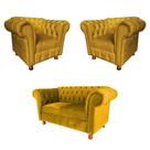 Uma Namoradeira 1,60cm + Duas Poltronas Chesterfield Luiz XV - Corano