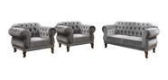 Uma Namoradeira Duas Poltronas Chesterfield Elisabeth Suede Cinza SALA ESCRITORIO