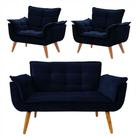 Uma Namoradeira + Duas Poltronas Chesterfield Luxo Opala - AZUL MARINHO / SALA, RECEPÇÃO,ESCRITÓRIO