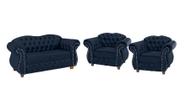Uma Namoradeira + Duas Poltronas Chesterfield Merlô - Veludo Azul Marinho / Decoração, Recepção, Sala tv estar