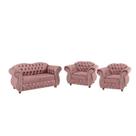 Uma Namoradeira + Duas Poltronas Chesterfield Merlô - Veludo Rosa / decoração, recepção, sala tv estar Uma Namoradeira + Duas Poltronas Chesterfield Merlô - Veludo Rosa / decoração, recepção, sala tv estar