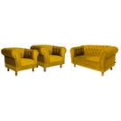 Uma Namoradeira + Duas Poltronas Duque - Amarelo Ouro Uma Namoradeira + Duas Poltronas Duque - Amarelo Ouro