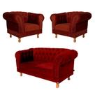 Uma Namoradeira + Duas Poltronas Duque Suede - Bordo