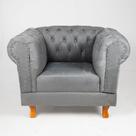 Uma Namoradeira + Uma Poltrona Chesterfield Capitone - Suede Cinza / Decorativa, Sala, Tv, Estar, Recepção
