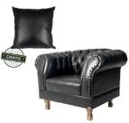 Uma Poltrona Chesterfield Duque + Uma Almofada - Corano Preto / sala de estar Recepção