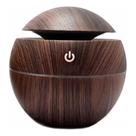 Umidificador Design de Vaso Aromatizador Silencioso textura de Madeira Recarregável com LED