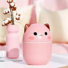 Umidificador e Difusor de Aromas Gatinho Rosa USB (250ml) - Luminária LED 7 Cores