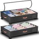 Under Bed Storage Tsinglax, pacote com 2 unidades, 66 litros com rodas, cinza escuro