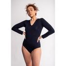 UNDER SOFT - Body Decote em V Manga Longa/Preto P