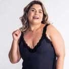 UNDER SOFT PASSION - Camisete com renda no decote/Preto M