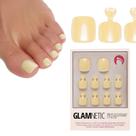 Unhas dos pés pressionadas, amarelo glamnético, pop, amarelo pastel