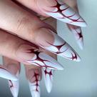 Unhas Postiças BABALAL Stiletto Longas Branco Chama 24 Peças