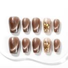 Unhas Postiças Curtas Coffin Handmade Marrom Sun&Beam 10 Unidades